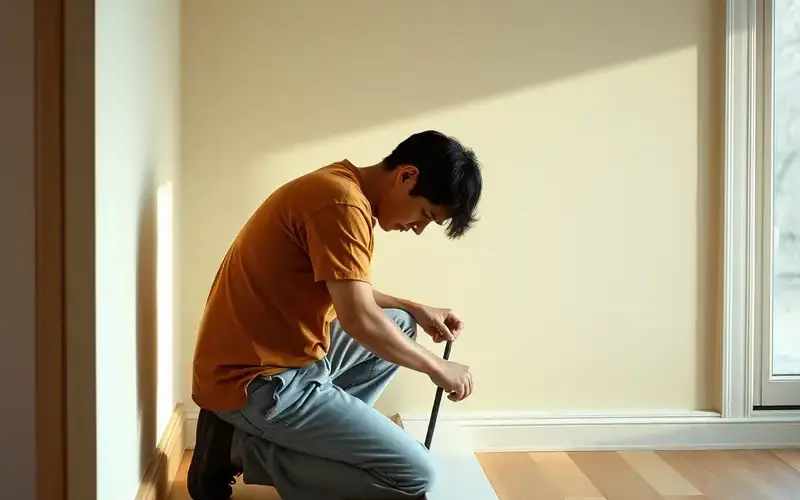 巾木処理の様子